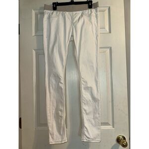 Free People White Skinny Pants With Tan Waistband And‎ Thread Size 30w